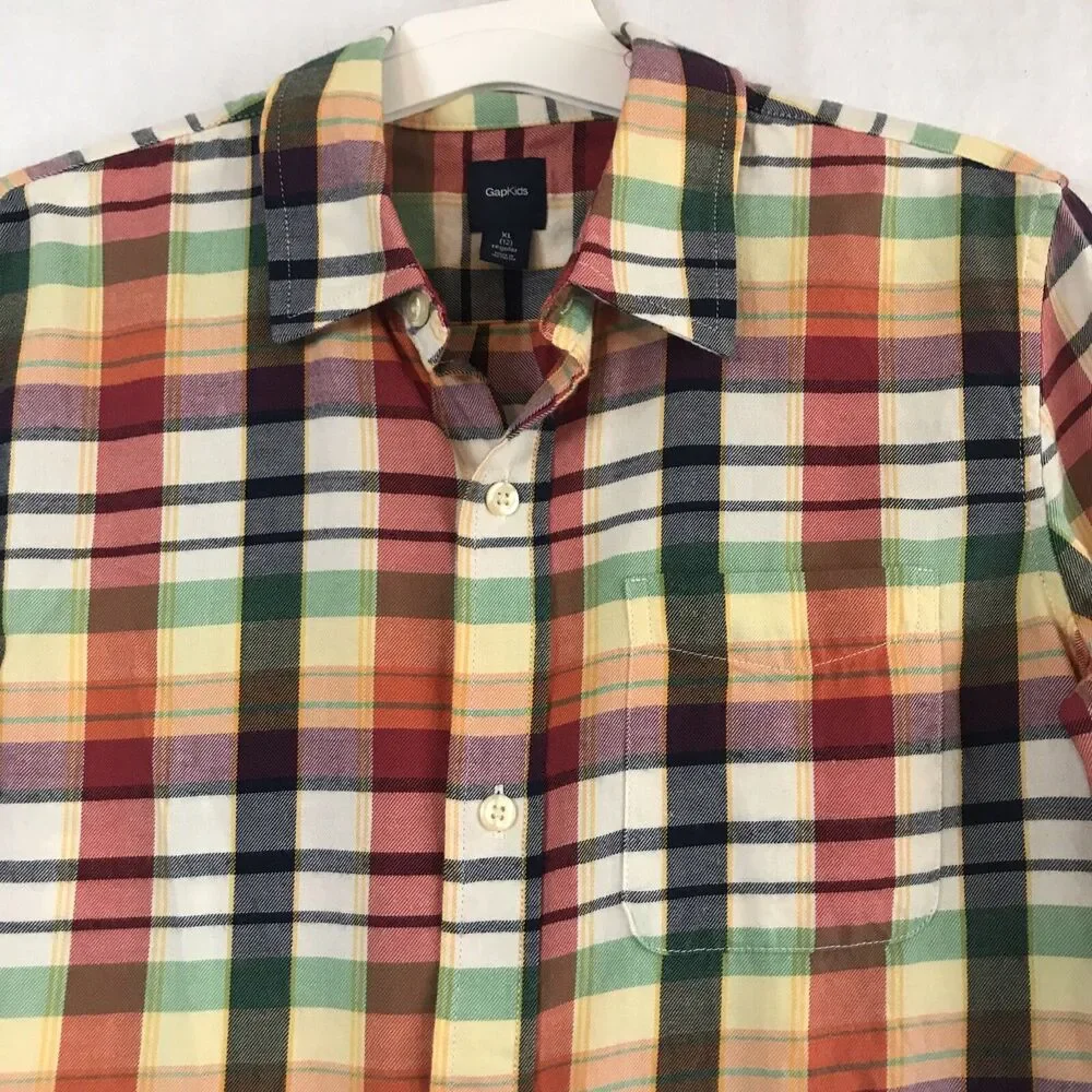Gap Kids Boy Button Up Shirt XL (12) plaid
